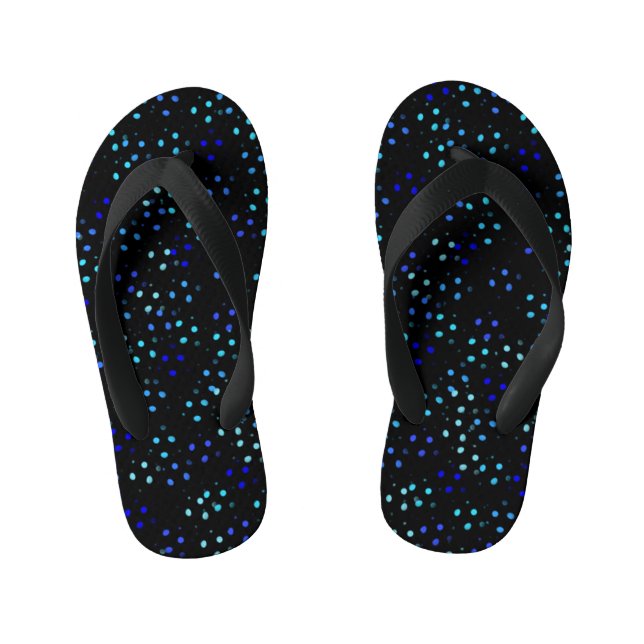 Star Neon Glow Up Muster im schwarzen Galaxieraum Kinderbadesandalen (Fußbett)