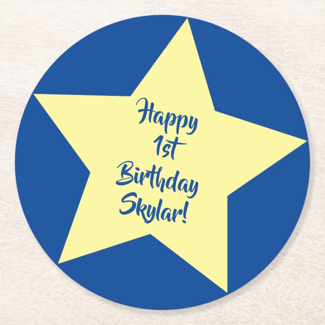Star Niedlich Kid's Birthday Party Space Runder Pappuntersetzer (Vorderseite)
