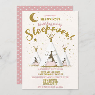 Star Night Boho Chic Teepee Sleepover Party Einladung