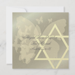 Star of David/Butterfiles Invitations Bat mitzvah,