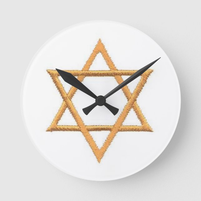 Star of David Runde Wanduhr (Vorderseite)
