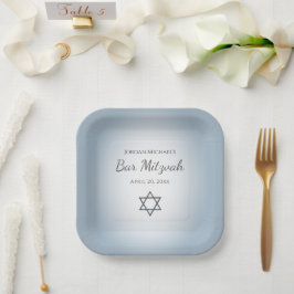 Star of David Simple Blue Modern Bat Mitzvah Pappteller