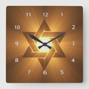 Star of David Wall Clock Quadratische Wanduhr
