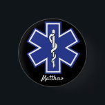 Star of Life EMS EMT - Bearbeitbarer Name Button<br><div class="desc">EMS und EMT Mitglied der Staffel Star of Life. Nothilfe-Medizinische Erkennungstaste,  Abzeichen. Bearbeitbarer Name</div>