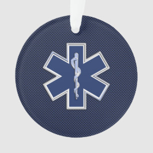 Star of Life Paramedic EMS auf blauem Kohlenstofff Ornament