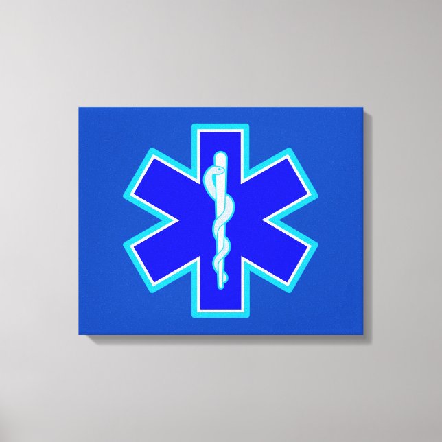 Star of Life Paramedic Symbol EMS Blue Leinwanddruck (Vorderseite)