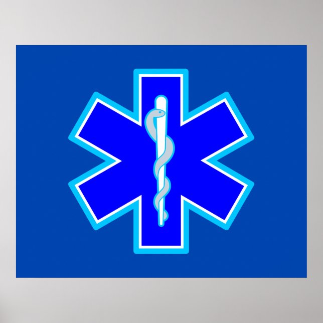 Star of Life Paramedic Symbol EMS Blue Poster (Vorne)