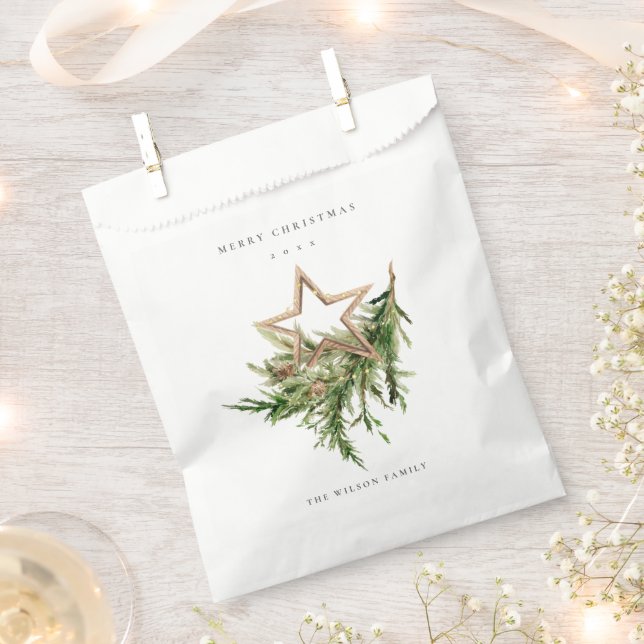 Star Ornament Pine Branch Fauna Frohe Weihnachten Geschenktütchen (Ausgeschnitten)
