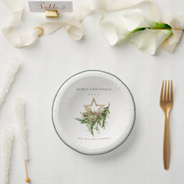 Star Ornament Pine Branch Fauna Frohe Weihnachten Pappteller