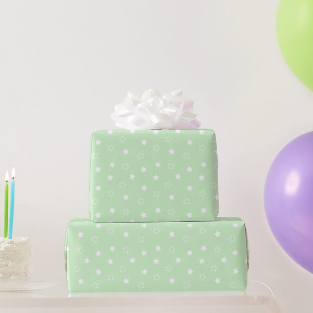 Star Pattern Green Wrapping Paper Roll Geschenkpapier (Partygeschenke)