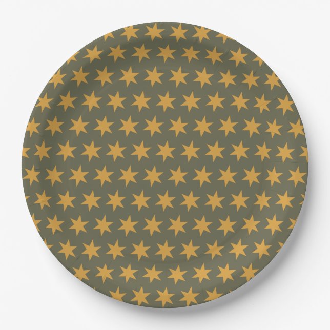 Star Pattern Trending Colors Green Mango Pappteller (Vorderseite)