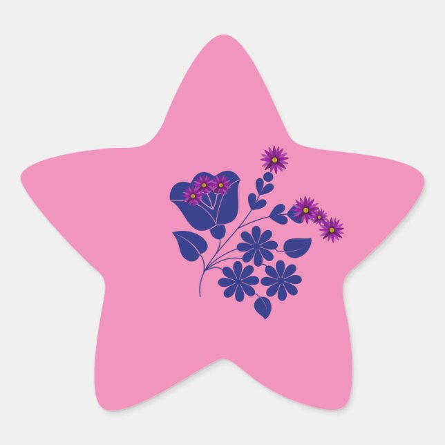 Star Pink Blume Stern-Aufkleber (Vorderseite)