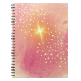 Star Pink Orange Yellow Watercolor Ombre Notizblock