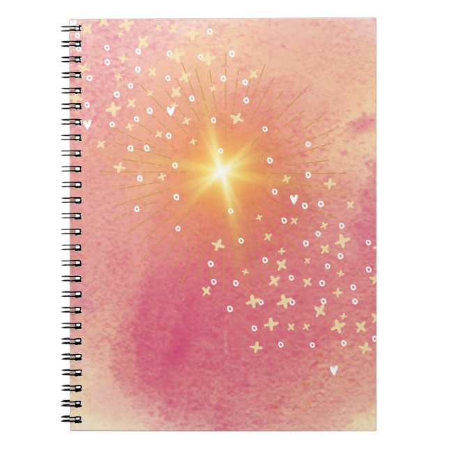 Star Pink Orange Yellow Watercolor Ombre Notizblock (Vorderseite)