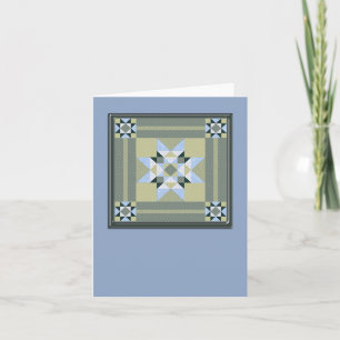 Star Quilt Square in Blue & Greens Karte
