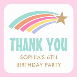 Star Rainbow Birthday Danke Gastgeschenk Quadratischer Aufkleber