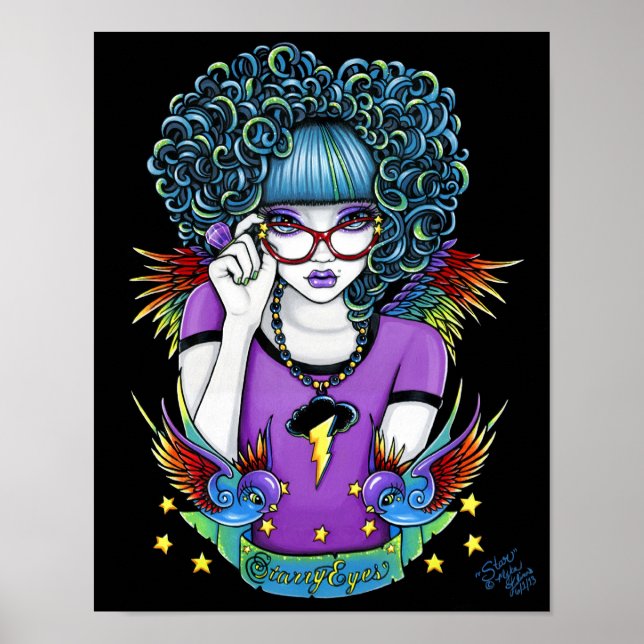 Star Rainbow Swallow Tattoo Angel Poster (Vorne)