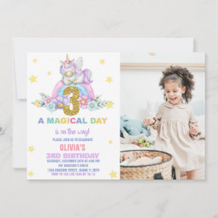 Star Rainbow Unicorn Anniversaire Invitations avec