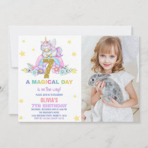 Star Rainbow Unicorn Anniversaire Invitations avec