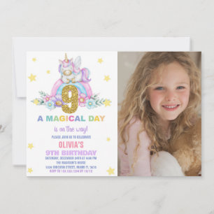 Star Rainbow Unicorn Anniversaire Invitations avec