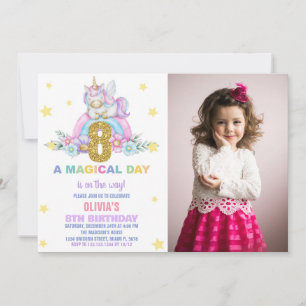 Star Rainbow Unicorn Anniversaire Invitations avec
