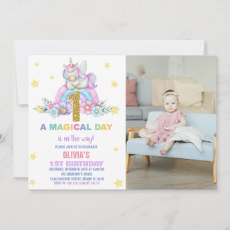 Star Rainbow Unicorn Anniversaire Invitations avec
