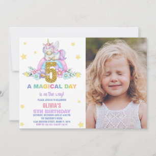 Star Rainbow Unicorn Anniversaire Invitations avec