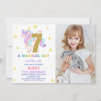 Star Rainbow Unicorn Birthday Einladungen Foto