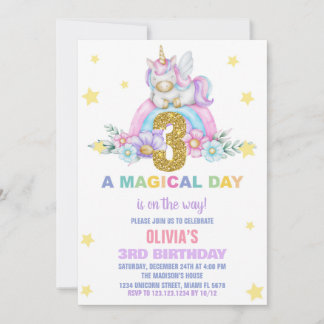 Star Rainbow Unicorn Geburtstagseinladungen Fly Einladung