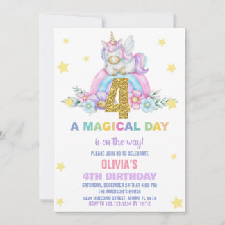 Star Rainbow Unicorn Geburtstagseinladungen Fly Einladung