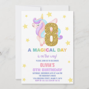 Star Rainbow Unicorn Invitations Anniversaire Vol
