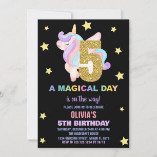 Star Rainbow Unicorn Invitations Anniversaire Vol