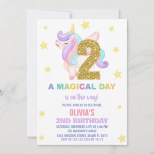 Star Rainbow Unicorn Invitations Anniversaire Vol