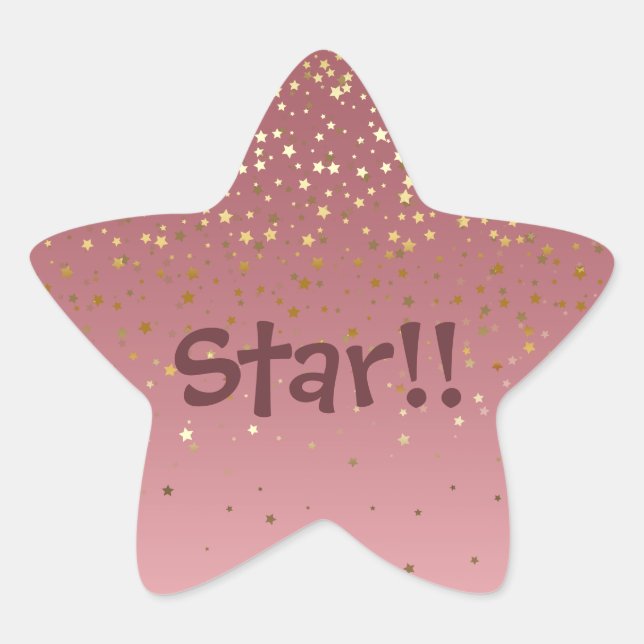 "Star" Rose Gold Sparklingstars Stern-Aufkleber (Vorderseite)