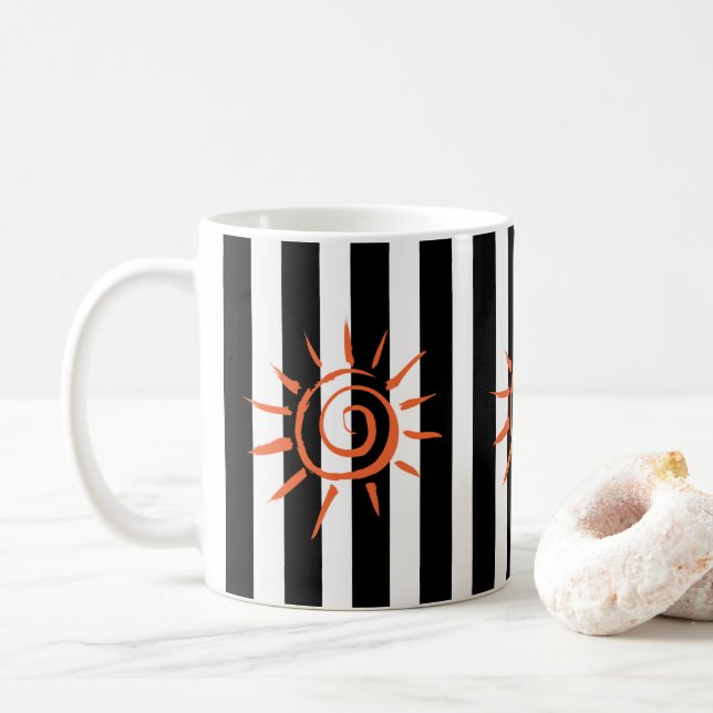 Star Schwarz-weiß Stripe Tasse (Mit Donut)