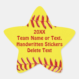 Star Shaped Softball Sticker Ihren Text oder Leere