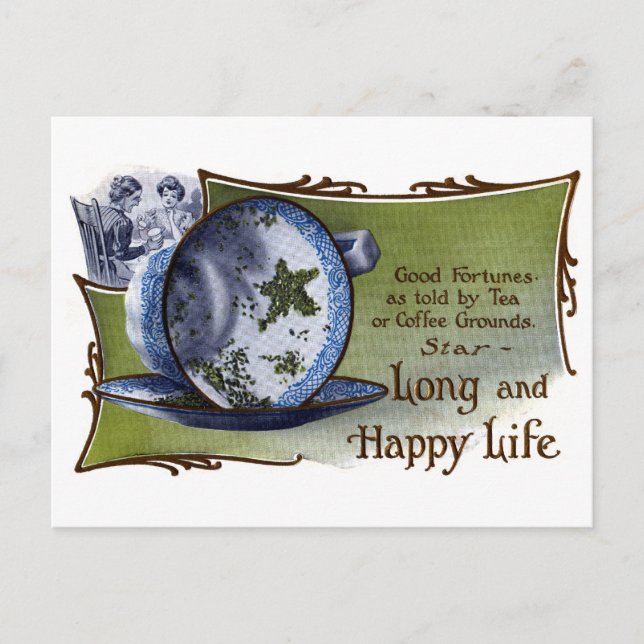 Star Shaped Tea Blätter prognostizieren gutes Glüc Postkarte (Vorderseite)