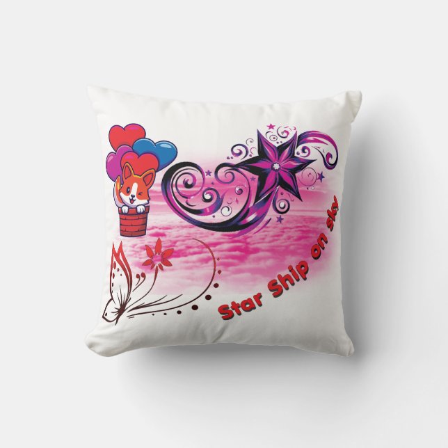 Star Ship White Pillow Kissen (Vorderseite)