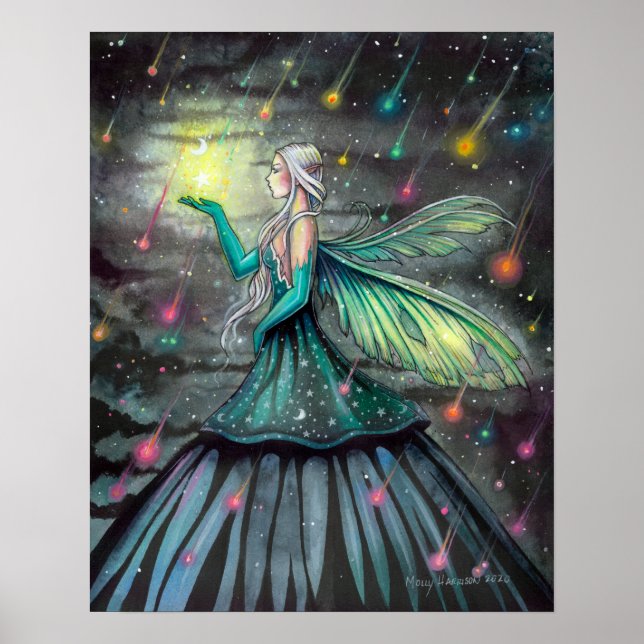 Star Showers Fairy Fantasy Art von Molly Harrison Poster (Vorne)