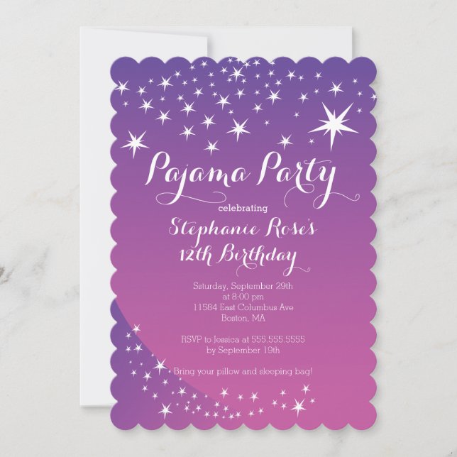 Star Sleepover Party Anniversaire Invitations (Devant)