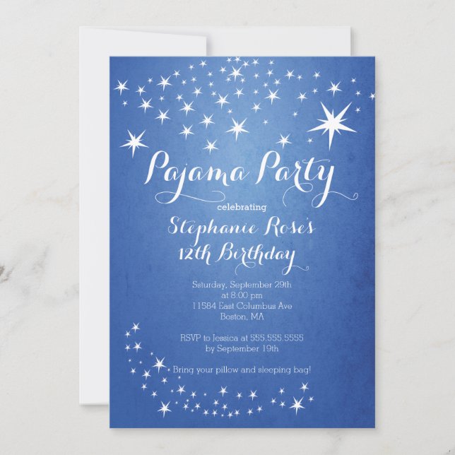 Star Sleepover Party Anniversaire Invitations (Devant)