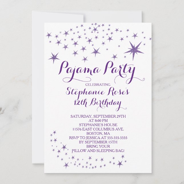 Star Sleepover Party Anniversaire Invitations (Devant)