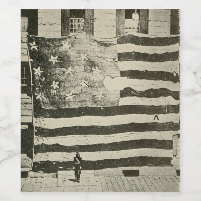Star Spangled Banner: American Flag on Display Weinetikett (Einzelnes Label)