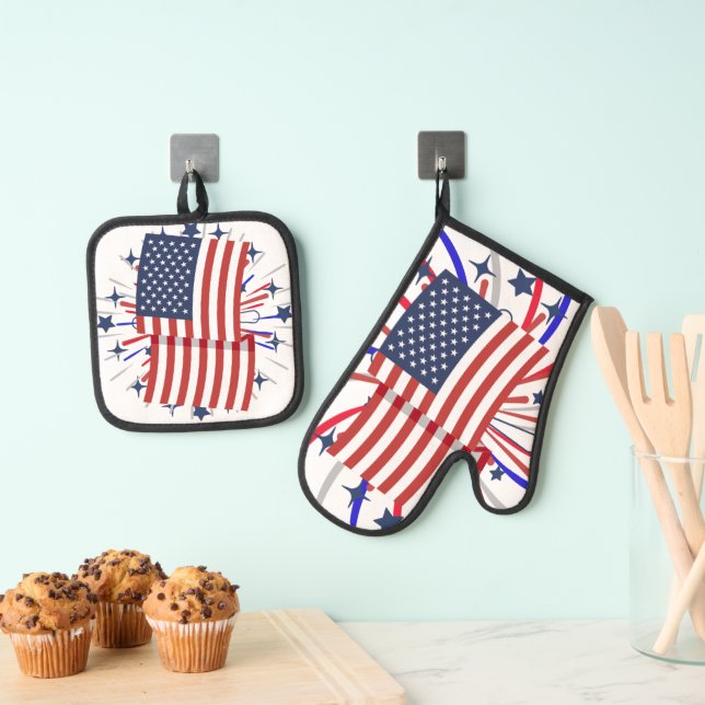 "Star-Spangled-Banner" Ofenhandschuh & Topflappen-Set (Insitu (Hängend))