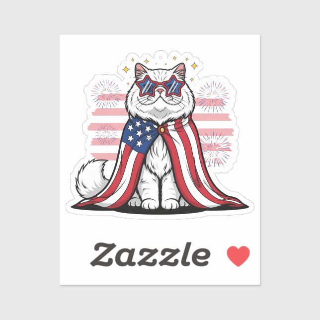 Star Spangled Cat - Patriotic 4. Juli Aufkleber (Blatt)