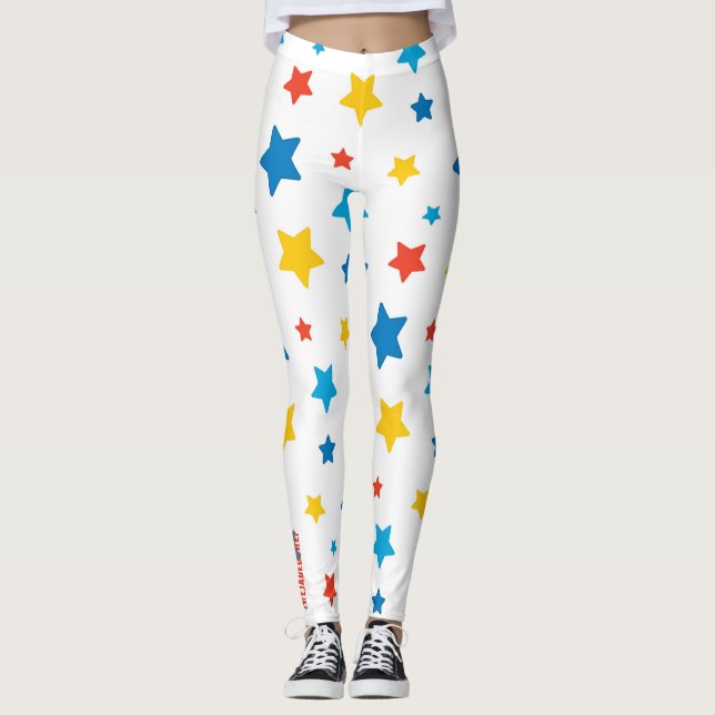 Star-Spangled Fun: Primary Star Print Leggings (Vorderseite)