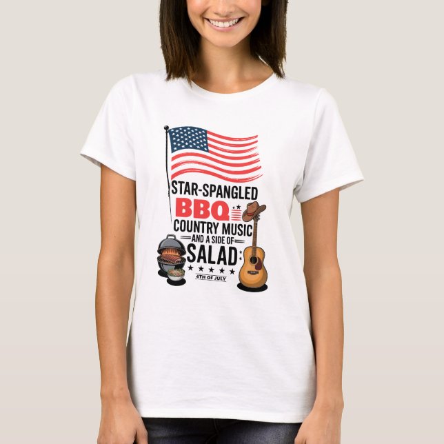 Star Spangled GRILLEN Country Music Salad 4. Juli T-Shirt (Vorderseite)
