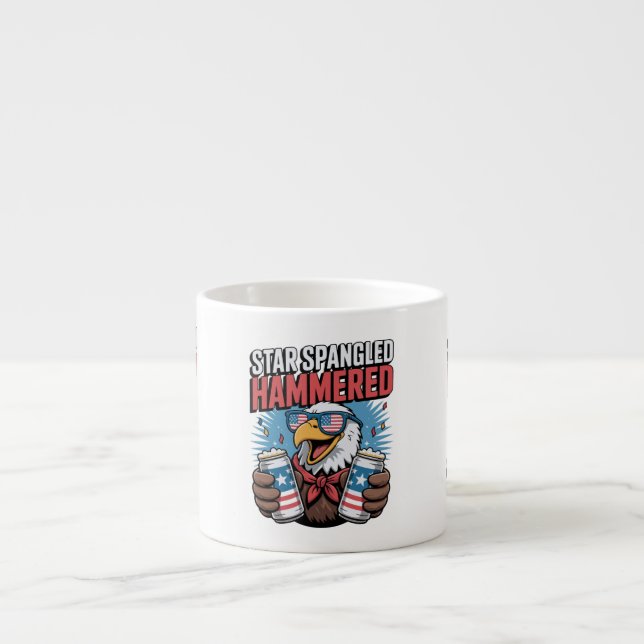 Star Spangled Hammered Funny Patriotic Bald Eagle Espressotasse (Vorderseite)