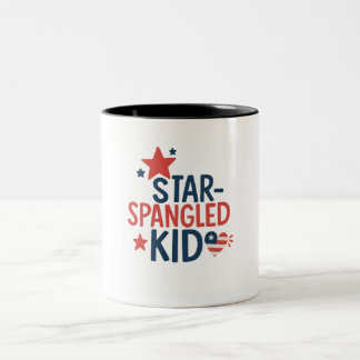Star Spangled Kid - Niedliches Patriotisches Desig Zweifarbige Tasse