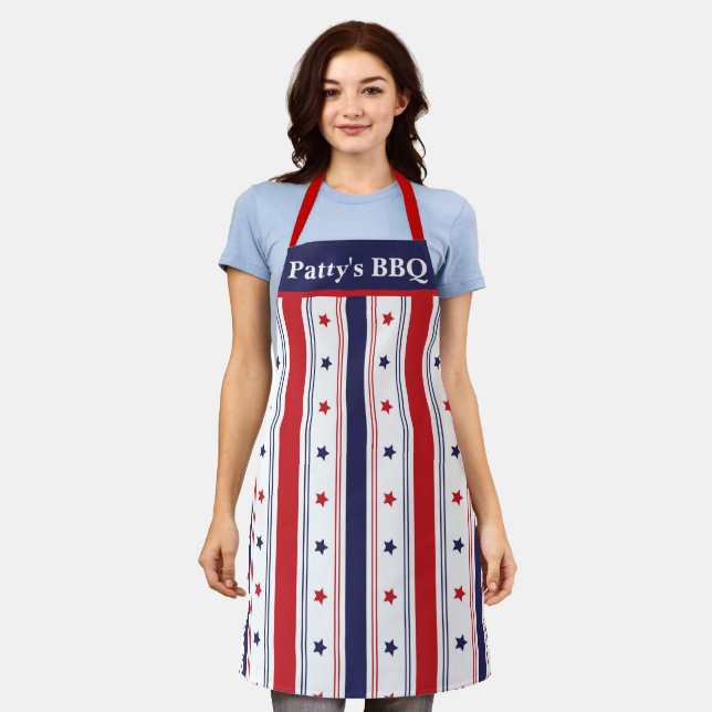 Star-Spangled-Koch: Custom Red, White & Blue Schür Schürze (Getragen)